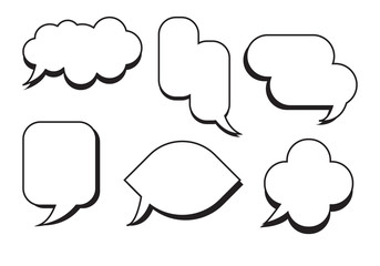 Comic text speech bubble set vector.Dialog empty box space with isolated white background.Empty speech bubble.