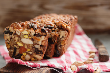 Traditional fruit cake with nuts