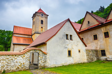 Fototapeta premium Famous Red Monastery called Cerveny Klastor in Pieniny mountains, Slovakia