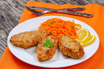 chicken turkey fried cutlets, close up