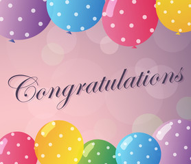 Congratulations card template with colorful balloons