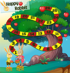 Game template with rabbits and apple tree