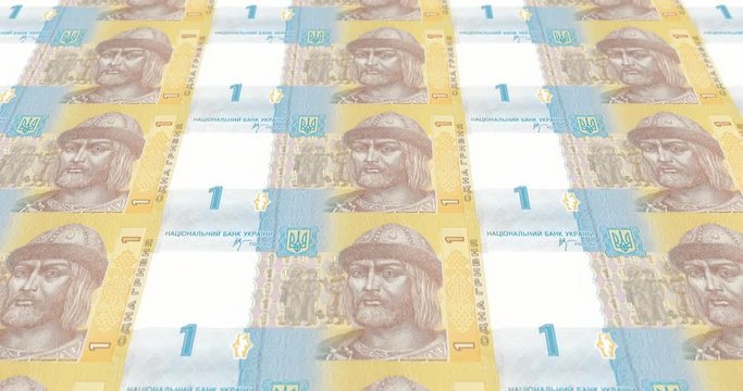 Banknotes of one Ukrainian hryvnia of Ukraine, cash money, loop