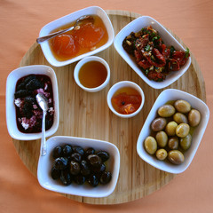 Healthy and Delicious Breakfast on a round wooden plate