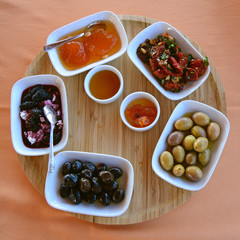 Healthy and Delicious Breakfast on a round wooden plate