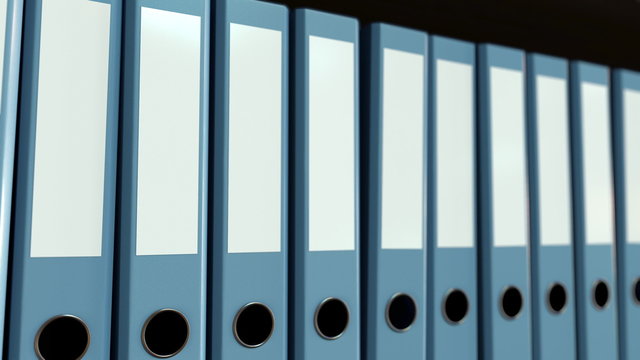 Blue office binders. 3D rendering