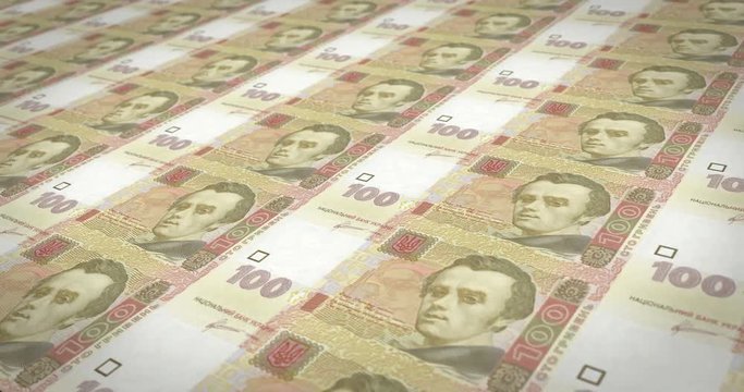 Banknotes of one hundred Ukrainian hryvnia of Ukraine, cash money, loop