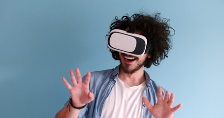 man using VR headset glasses of virtual reality