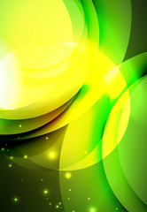 Digital illustration, glowing waves and circles