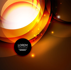 Digital illustration, glowing waves and circles