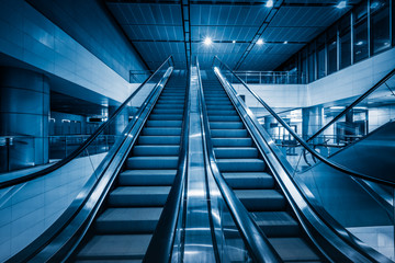 detail shot of escalator in modern buildings or subway station.