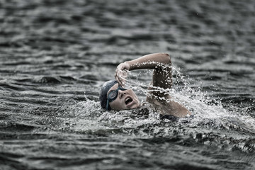 Marathon or open water swimming
