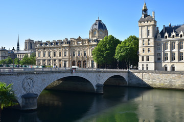 Fototapeta na wymiar Le pont au Change et l'île de la Cité en été à Paris, France