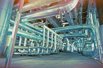 Industrial zone, Steel pipelines, valves and cables