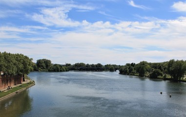 Fototapeta na wymiar River Garonne in Toulouse, Haute Garonne, Occitanie region, France