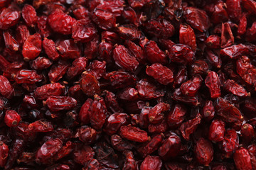 Pile of dry barberries background