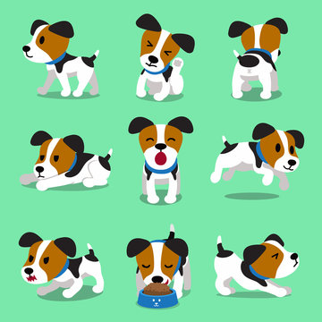 Cartoon character jack russell terrier dog set