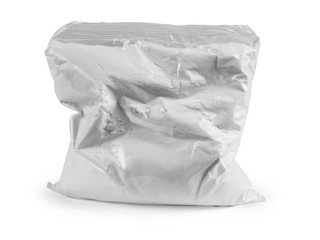 Talc powder bag isolated on white