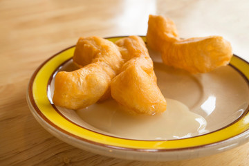 Deep-Fried Dough Stick (Patongko) on the cute plate