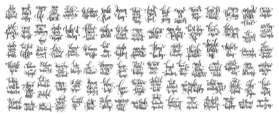 mega set of 100 hand lettering inscription, motivation and inspi