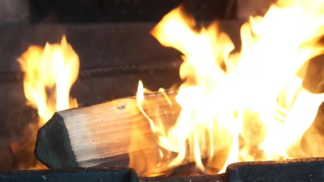 Birch firewood burns