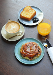 Breakfast set on the table