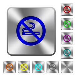 No smoking sign rounded square steel buttons