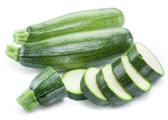 Zucchini on a white background.