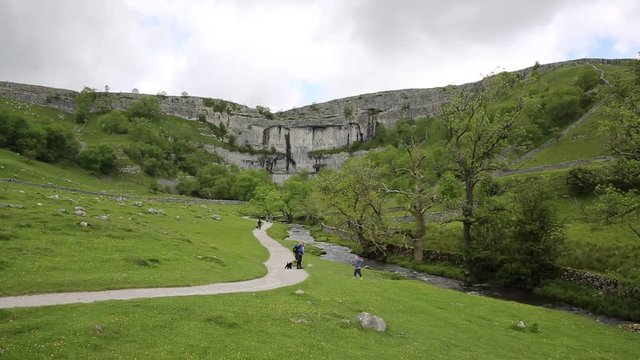 Malham Cove in Malhamdale is a popular tourist attraction of the Yorkshire Dales National Park