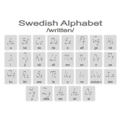 Fototapeta na wymiar Set of monochrome icons with Swedish alphabet for your design