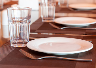 View of the served for  dinner table photo