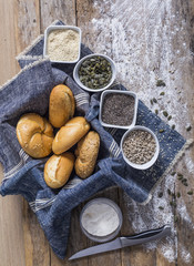 fresh rolls and freshly baked poppy seed bread