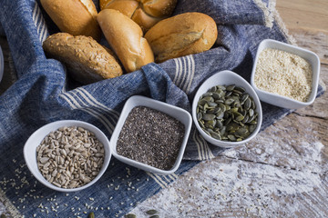fresh rolls and freshly baked poppy seed bread