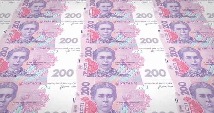 Banknotes of two hundred Ukrainian hryvni of Ukraine, cash money, loop