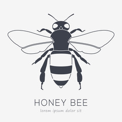 Bee Vector Logo. Business Icon for Your Company. Monochrome Illustration