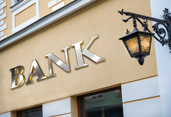 Bank sign on building
