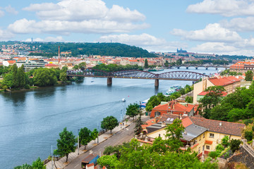 Fototapeta na wymiar Prague on the river Vltava, Czech Republic