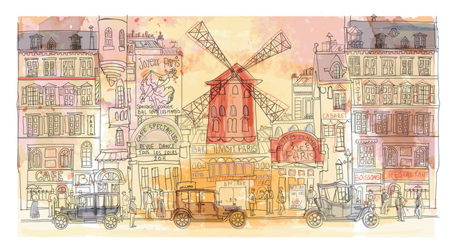 Paris in watercolor, Moulin rouge
