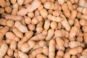 Tamarind, Group of sweet tamarind. Fresh sweet ripe tamarind in the market,Thailand.