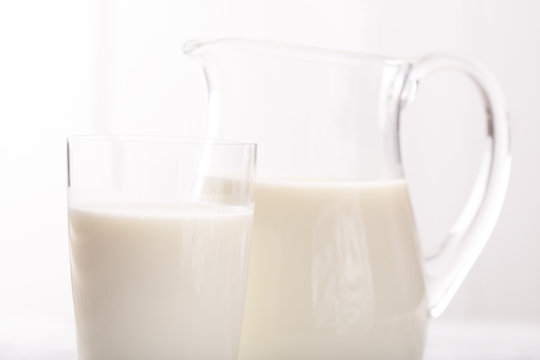 Milk jug and glass milk