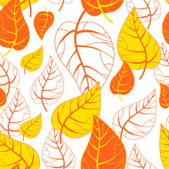 Seamless autumn background. Botanical vector pattern.