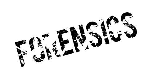 Forensics rubber stamp. Grunge design with dust scratches. Effects can be easily removed for a clean, crisp look. Color is easily changed.