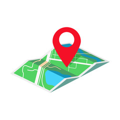 Map with geo tag isometric vector illustration