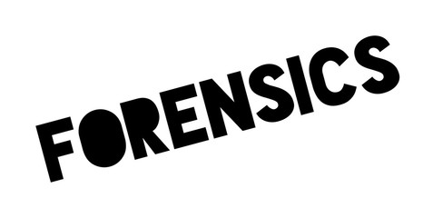 Forensics rubber stamp. Grunge design with dust scratches. Effects can be easily removed for a clean, crisp look. Color is easily changed.