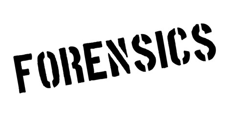 Forensics rubber stamp. Grunge design with dust scratches. Effects can be easily removed for a clean, crisp look. Color is easily changed.