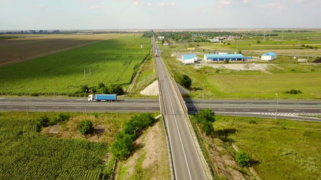 Romania A2 highway traffic aerial view