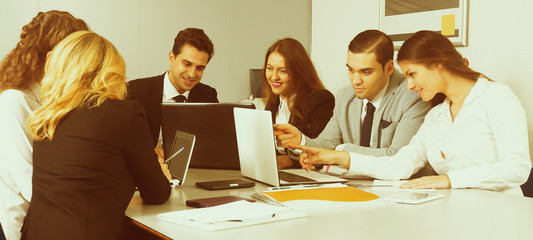 Meeting of clerks in conference room