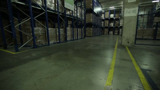 Stacked boxes in warehouse