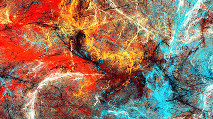 Bright artistic splashes. Abstract painting color texture. Modern futuristic pattern. Multicolor dynamic background. Fractal artwork for creative graphic design © Alena