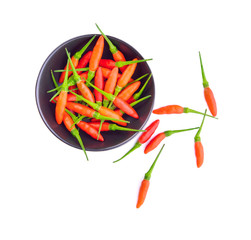 chili pepper in cup on white background
